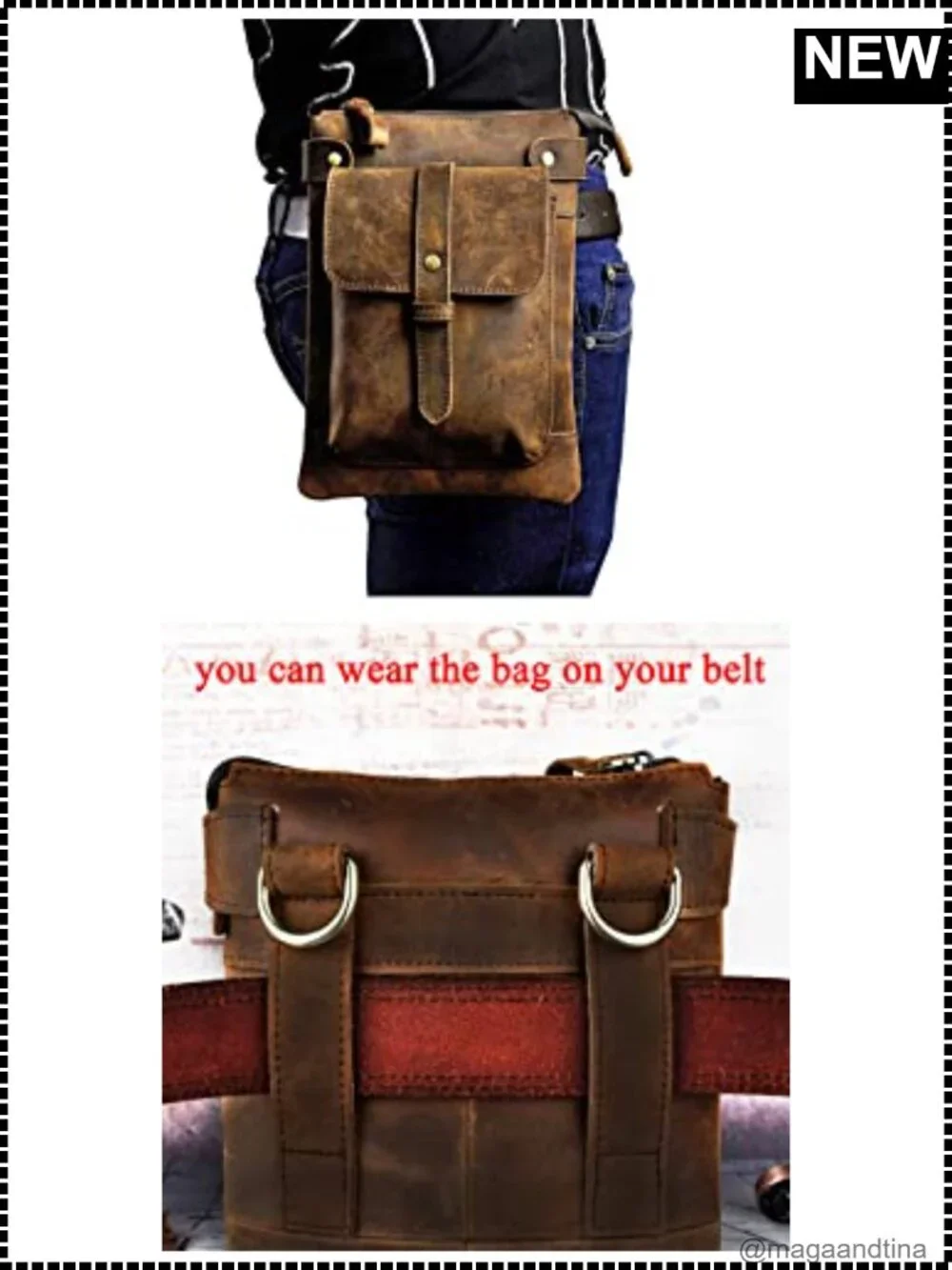 Genuine Leather Fanny Messenger Bag Small Shoulder Satchel Waist Pack